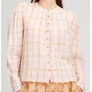 Ulla Johnson Plaid Blouse Sz 10 $265 MSRP